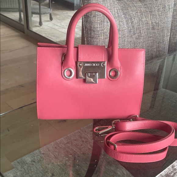 Jimmy Choo PINK/ Coral Satchel/ crossbody bag EUC - Picture 1 of 6